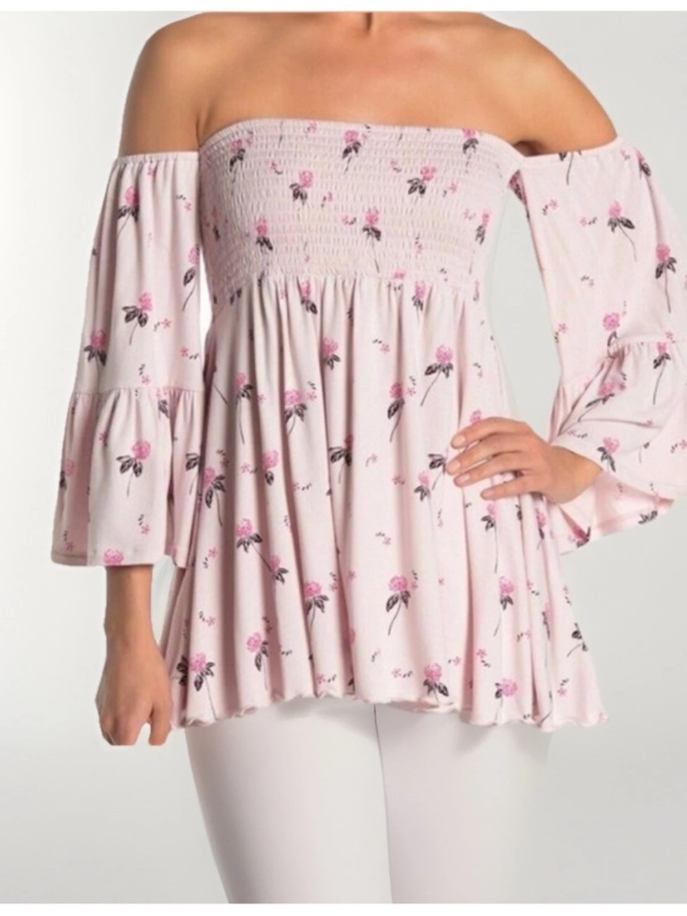 Free People Lana Off The Shoulder Tunic Top Boho Festival Pink Women’s Size S